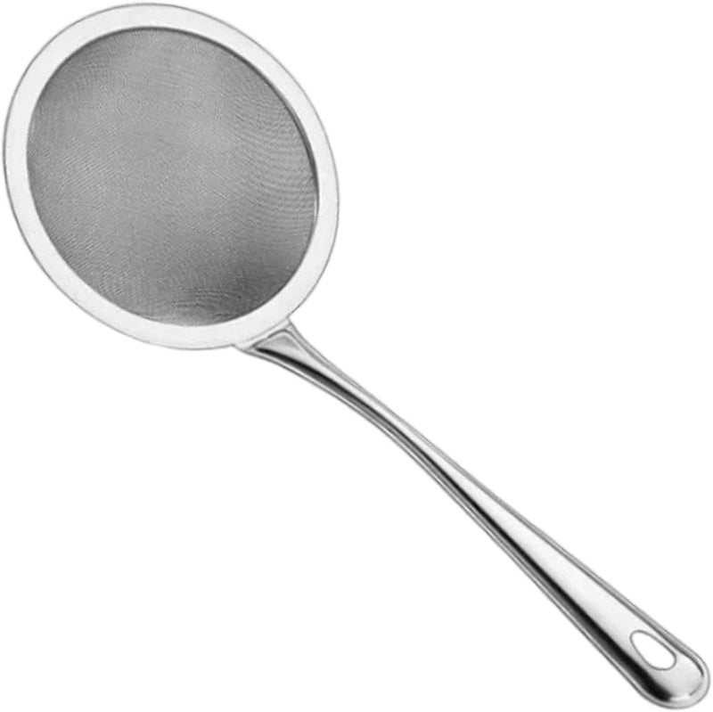 HEBEZON Hebezon Stainless Steel Oil Strainer Spoon with Long Handle Galani Jara Skimmer Spoon with Handle Cooking Accessories Items Oil Mesh Colander Light Weight Drainer Pack of 1  - Image 1