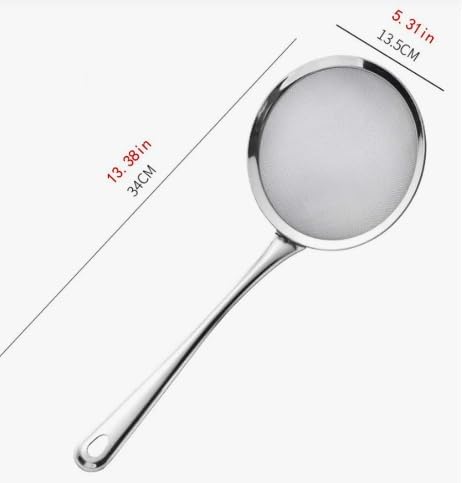 HEBEZON Hebezon Stainless Steel Oil Strainer Spoon with Long Handle Galani Jara Skimmer Spoon with Handle Cooking Accessories Items Oil Mesh Colander Light Weight Drainer Pack of 1  - Image 4