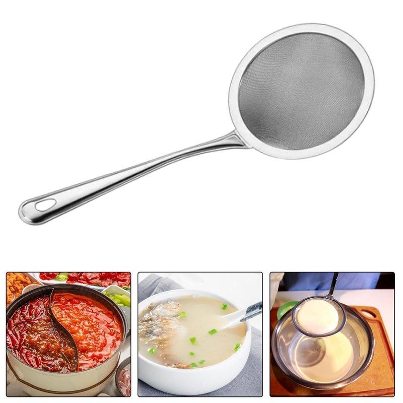 HEBEZON Hebezon Stainless Steel Oil Strainer Spoon with Long Handle Galani Jara Skimmer Spoon with Handle Cooking Accessories Items Oil Mesh Colander Light Weight Drainer Pack of 1  - Image 5