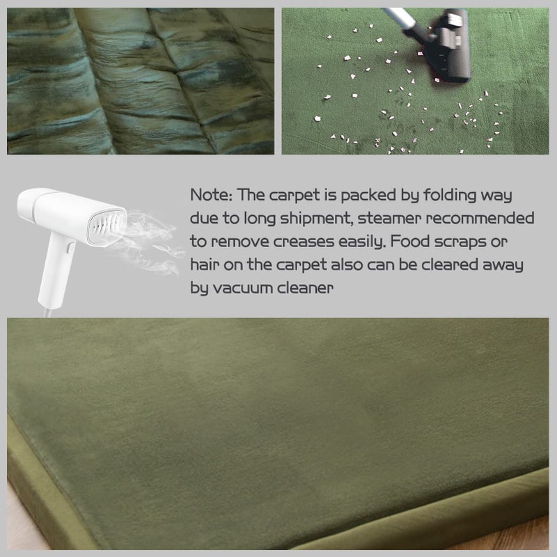 MAXYOYO Coral Velvet Area Rug, Thick Japanese Tatami Mat Living Room Carpet with Non-Slip Backing, Large Solid Color Mat for Bedroom Dormitory Yoga, Olive Green, 59"x 78" - Image 4