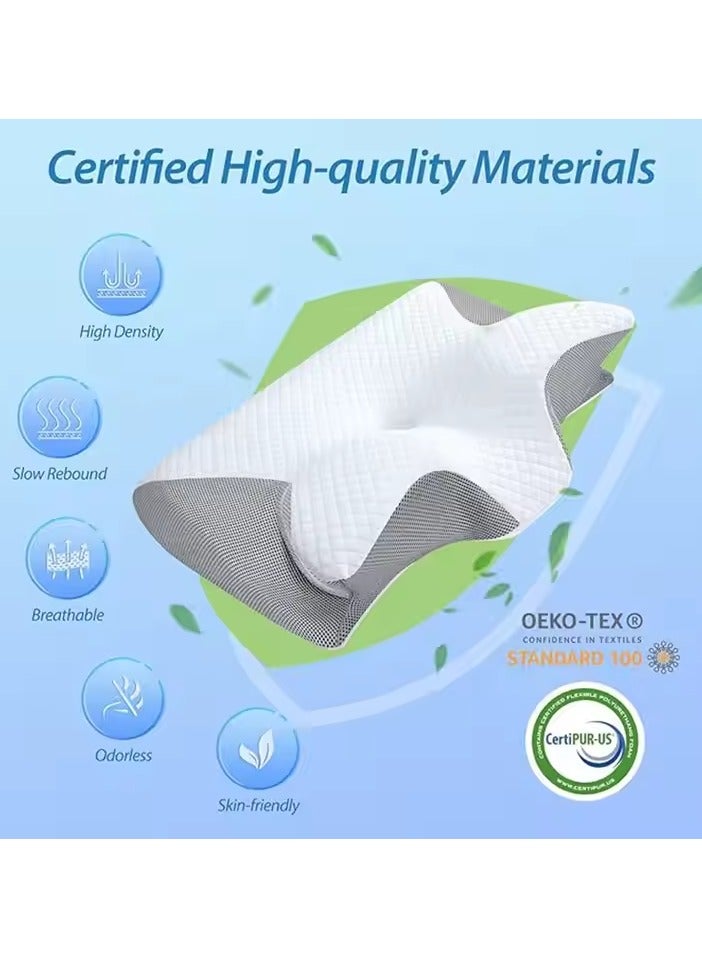 Memory Foam Cervical Pillow, 2 in 1 Ergonomic Contour Orthopedic Pillow for Neck Pain, Contoured Support Pillows for Side Back Stomach Sleepers  - Image 2