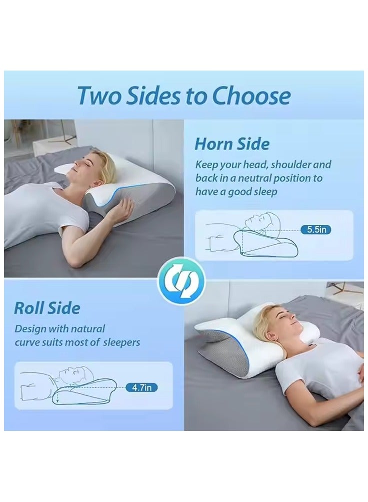 Memory Foam Cervical Pillow, 2 in 1 Ergonomic Contour Orthopedic Pillow for Neck Pain, Contoured Support Pillows for Side Back Stomach Sleepers  - Image 4