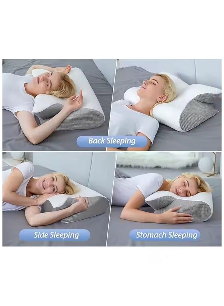Memory Foam Cervical Pillow, 2 in 1 Ergonomic Contour Orthopedic Pillow for Neck Pain, Contoured Support Pillows for Side Back Stomach Sleepers  - Image 5