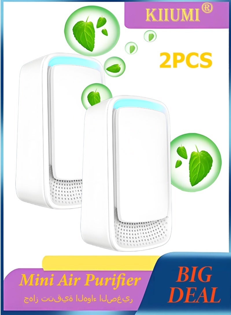 KIIUMI 2-Pack Mini Air Purifier for Better Sleep and Allergy Relief, Effectively Filters 99.9% of Bacteria and Dust, Eliminates Pet Dander, Odors, and other Pollutants, Perfect for Office Desktops, Large Rooms and Home Use - Image 1