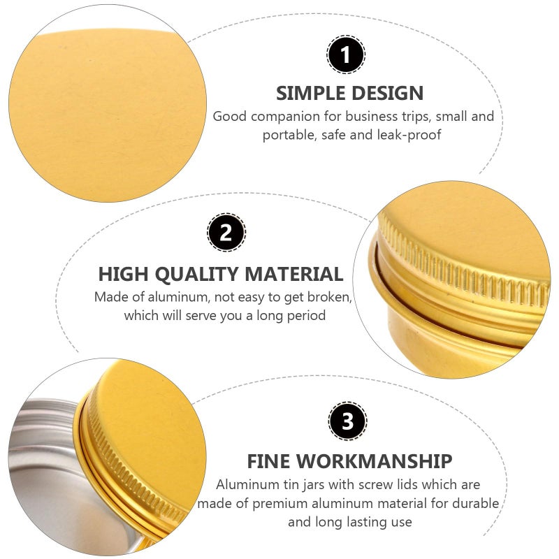 Gold Aluminum Tin Cream Jars 20Pcs 30Ml with Screw Lids for Cosmetic Hair Wax Travel Storage - Image 4
