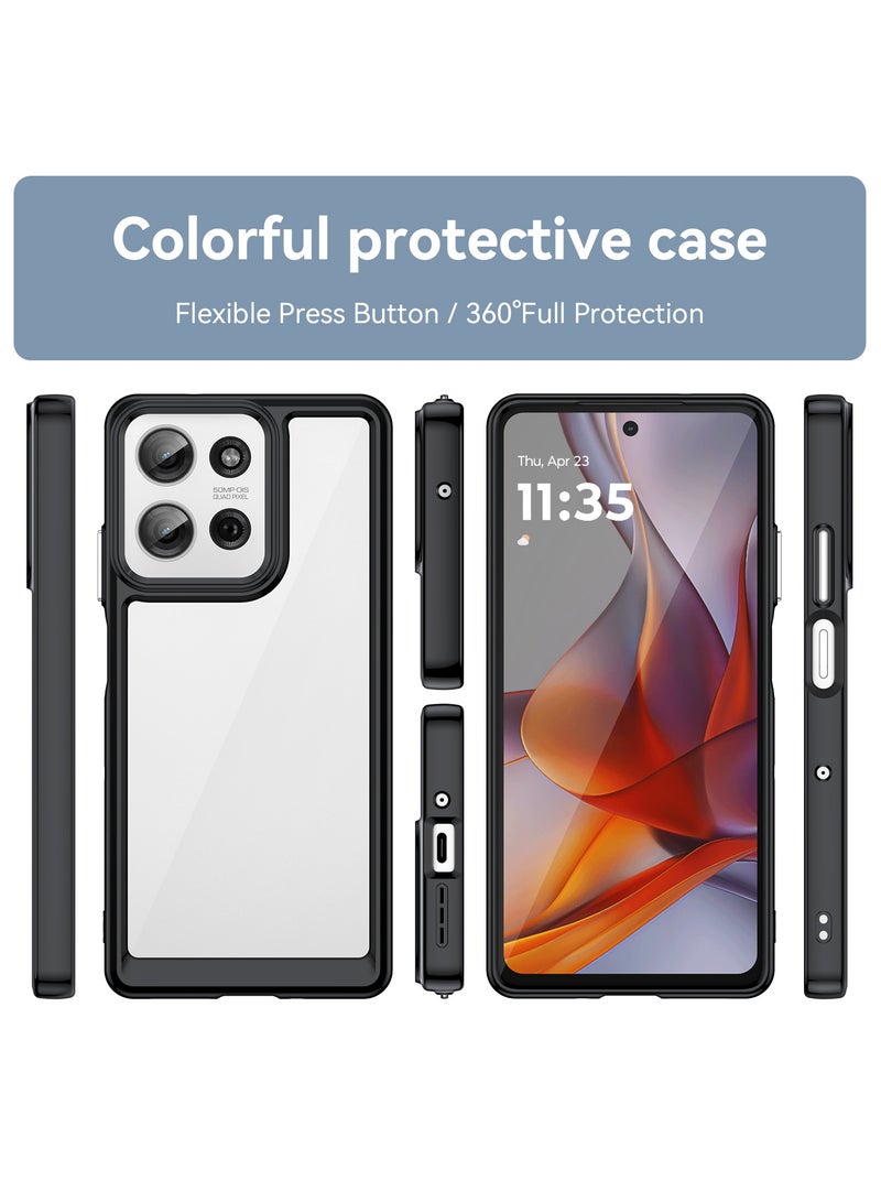 [1+1 Sets] For Motorola Moto G75 Case & Screen Protector Transparent Frame Protective Cover with Tempered Glass Screen Protector - Image 2