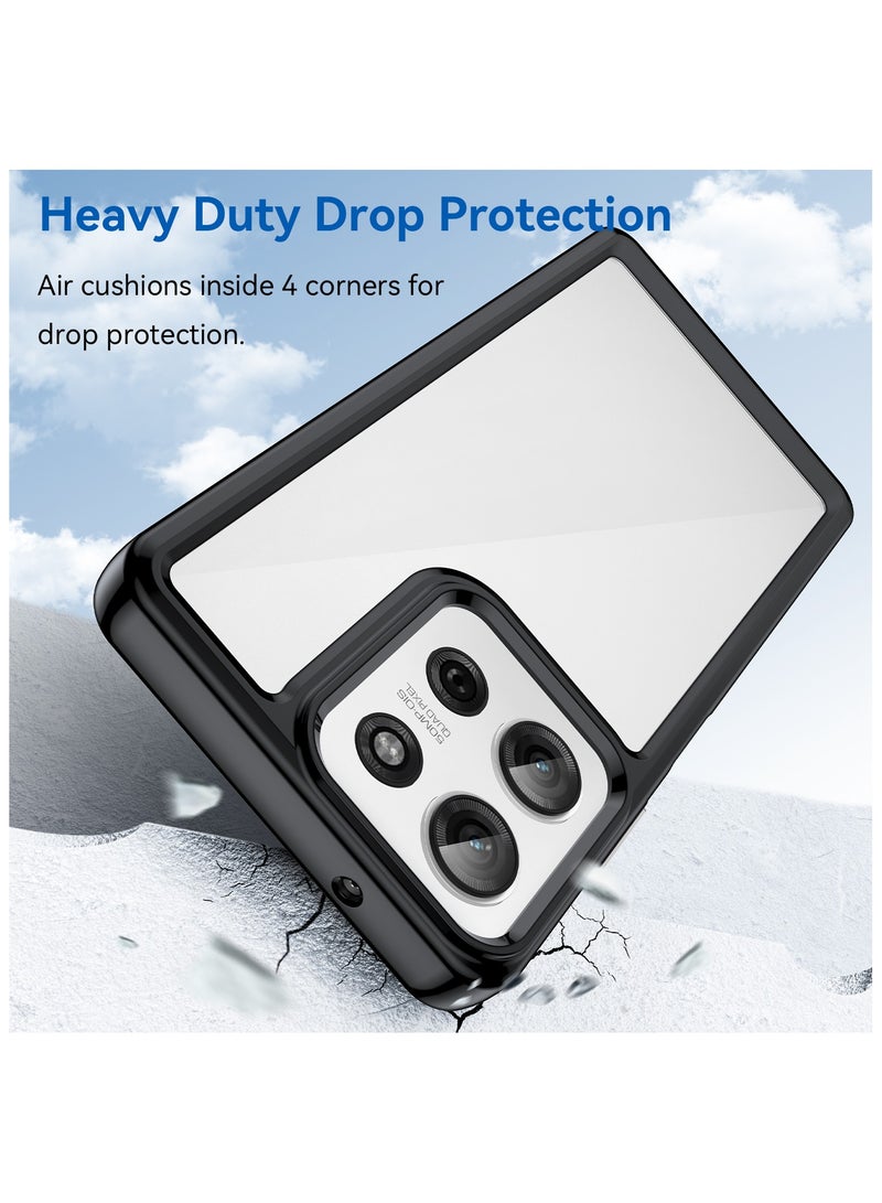 [1+1 Sets] For Motorola Moto G75 Case & Screen Protector Transparent Frame Protective Cover with Tempered Glass Screen Protector - Image 3