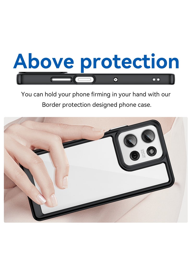 [1+1 Sets] For Motorola Moto G75 Case & Screen Protector Transparent Frame Protective Cover with Tempered Glass Screen Protector - Image 4