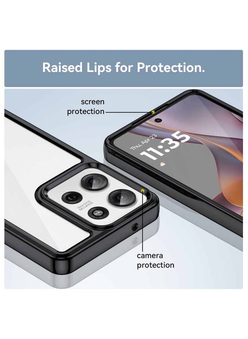 [1+1 Sets] For Motorola Moto G75 Case & Screen Protector Transparent Frame Protective Cover with Tempered Glass Screen Protector - Image 5