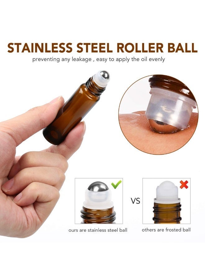 8 Pack 10ml Amber Glass Roller Bottles, Smooth Roll-On Applicators and Caps, Leakproof Essential Oil Travel Bottles - Image 5