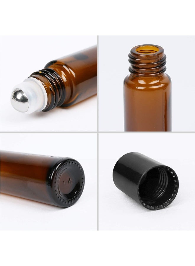 8 Pack 10ml Amber Glass Roller Bottles, Smooth Roll-On Applicators and Caps, Leakproof Essential Oil Travel Bottles - Image 4