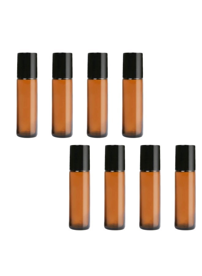8 Pack 10ml Amber Glass Roller Bottles, Smooth Roll-On Applicators and Caps, Leakproof Essential Oil Travel Bottles - Image 1