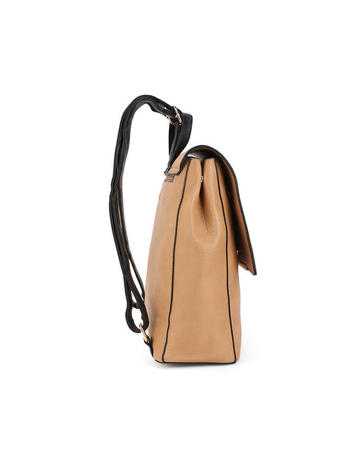 globus Tan Textured Metal Detail Backpack - Image 3