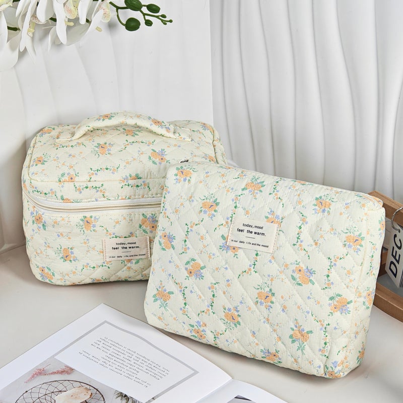New Hand-Held Quilted Cotton Floral Cosmetic Bag Women'S Lipstick Cosmetic Storage Bag High-Value Floral Pencil Case - Image 4