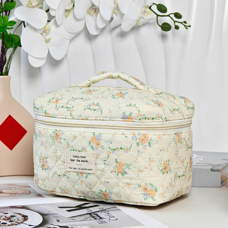 New Hand-Held Quilted Cotton Floral Cosmetic Bag Women'S Lipstick Cosmetic Storage Bag High-Value Floral Pencil Case - Image 3