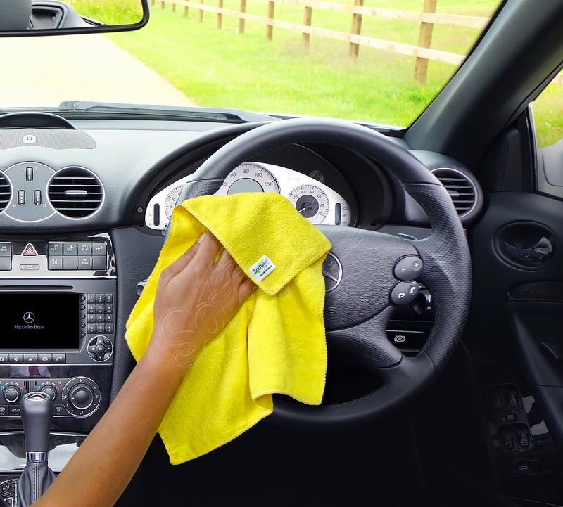 SOFTSPUN Microfiber Cloth - 2 pcs 40x40 cms 340 GSM Multi Color Thick Lint & StreakFree Multipurpose Cloths Automotive Microfibre Towels for Car Bike Cleaning Polishing Washing & Detailing - Image 5