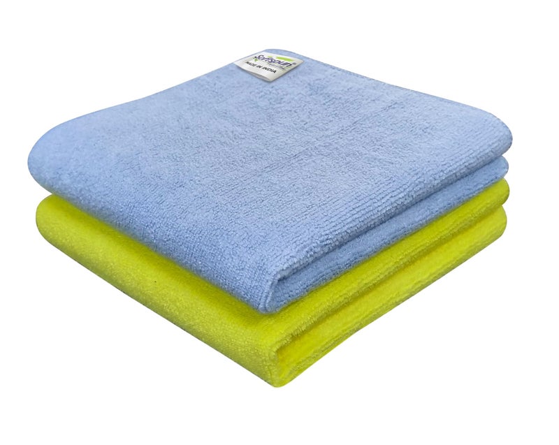 SOFTSPUN Microfiber Cloth - 2 pcs 40x40 cms 340 GSM Multi Color Thick Lint & StreakFree Multipurpose Cloths Automotive Microfibre Towels for Car Bike Cleaning Polishing Washing & Detailing - Image 1