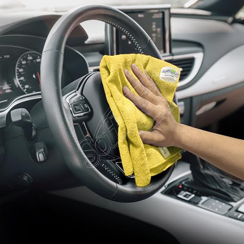 SOFTSPUN Microfiber Cloth - 2 pcs 40x40 cms 340 GSM Multi Color Thick Lint & StreakFree Multipurpose Cloths Automotive Microfibre Towels for Car Bike Cleaning Polishing Washing & Detailing - Image 3