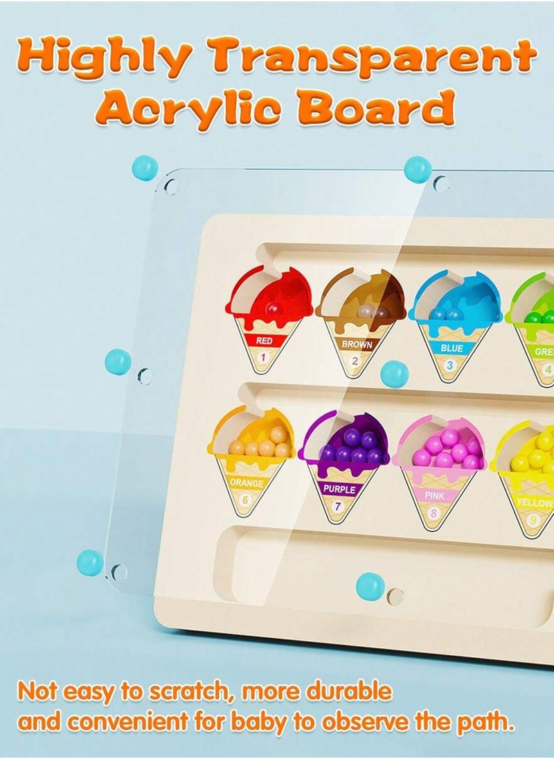 null - Wooden Magnetic Ice Cream Maze Puzzle - Color u0026 Number Sorting Toy for Toddlers - Enhances Fine Motor Skills and Encourages Creative Thinking - Image 1