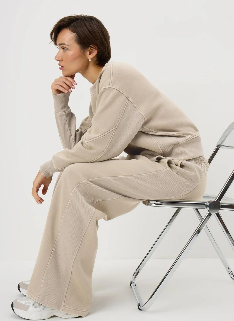 Beige Acid Wash Joggers