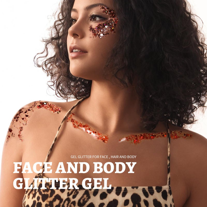 Teenitor 24 Colors Body & Hair Glitter Gel - Face, Body, Hair Glitter for Halloween Makeup Festival - Image 5