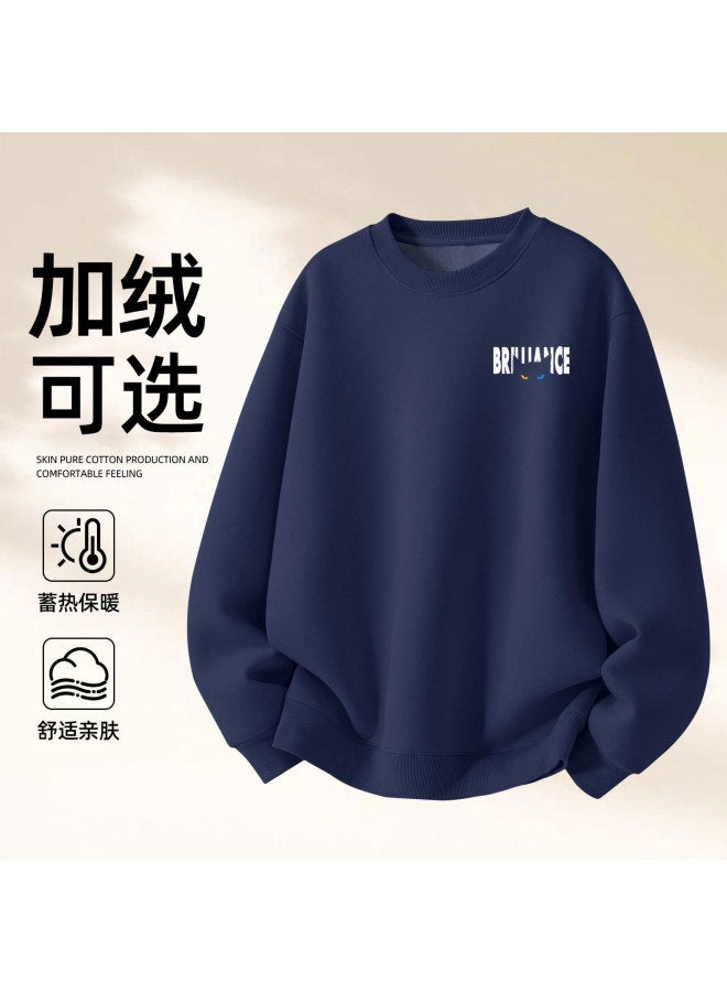Hua Cotton Heavyweight Sweatshirt Couple Loose Jacket Inner Wear Round Neck No Hood Pullover Versatile Autumn Winter Warm Printed Top