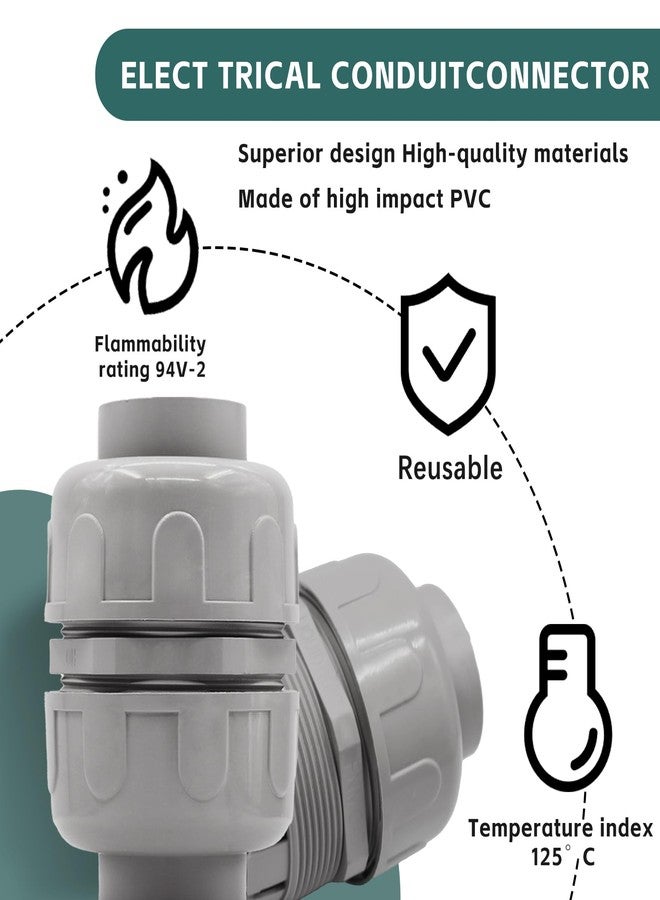 Wocloer 3/4 inch Liquid-Tight Connector,PVC Flexible Conduit Double-Ended Connector,Straight 180 Degree,Two-Way Conduit Connector,Electrical Conduit Fittings(5 Pcs) - Image 5