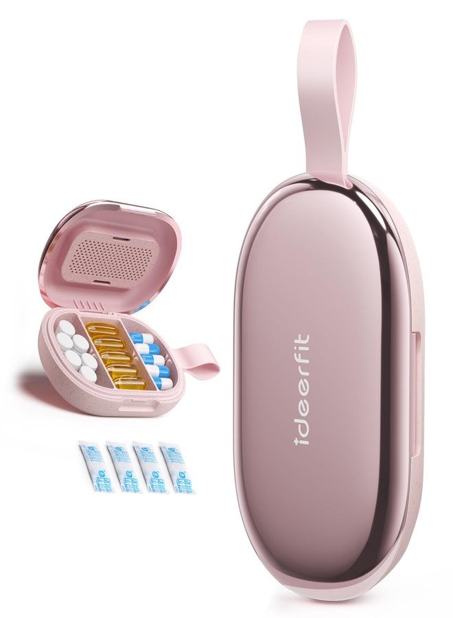 Ideerfit Travel Pill Organizer, Adjustable 3-6 Compartments Portable Pill Box, Small Pill Case Daily Medicine Container, Moisture Proof Metal Storage, Dry Holder Vitamin Supplement for Pocket Purse - Image 1