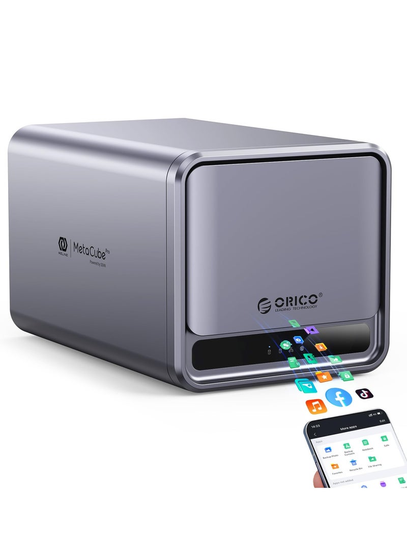 Orico ORICO 2 Bay NAS Storage and Private Cloud, Networkable Enclosure with APP-Connected for Family, Samba & DLNA Protocol, 4-Core CPU, 2GB RAM DDR4, Hardware RAID(Diskless) - TS200  - Image 1