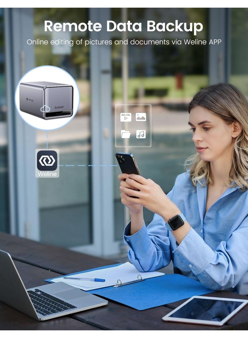 وحدة تخزين ORICO NAS ثنائية الخليج وسحابة خاصة، حاوية قابلة للربط بالشبكة مع تطبيق متصل للعائلة، بروتوكول Samba وDLNA، وحدة معالجة مركزية رباعية النواة، ذاكرة وصول عشوائي DDR4 سعة 2 جيجابايت، نظام RAID للأجهزة (بدون أقراص) - TS200