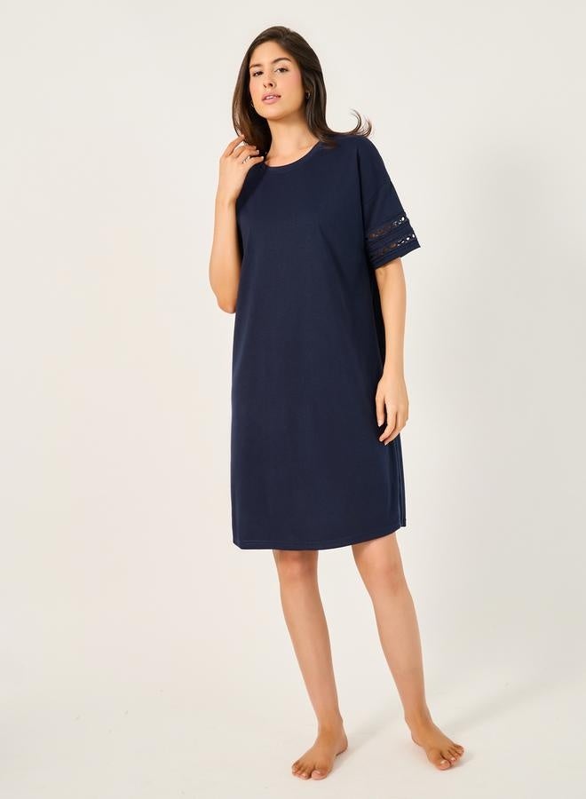 Styli Lace Broderie Trim Nightdress  - Image 1