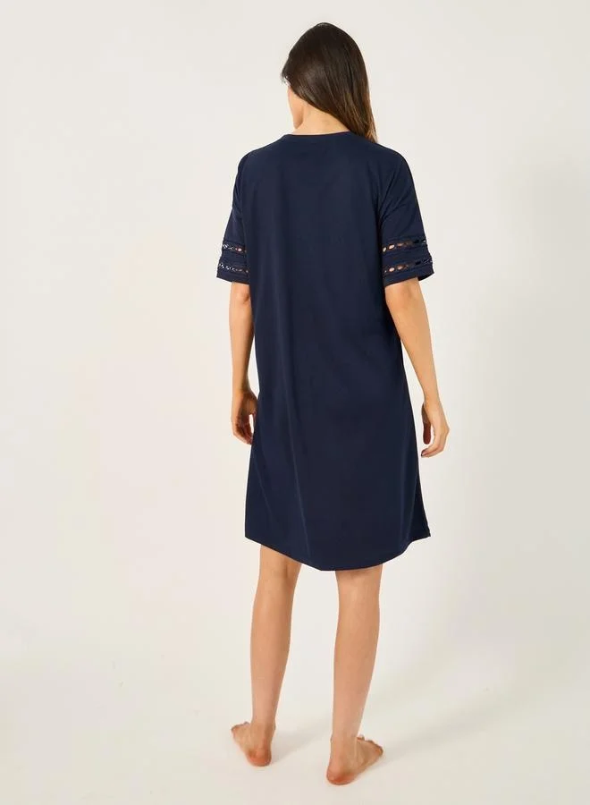 Styli Lace Broderie Trim Nightdress