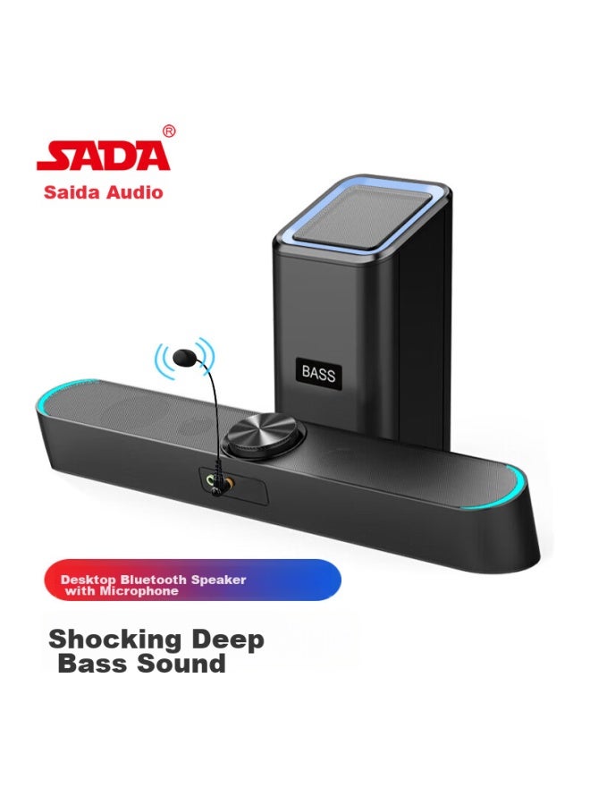 SADA سماعة كمبيوتر مكتبي مع ميكروفون، سماعة لابتوب منزلية صغيرة، مضخم صوت بلوتوث طويل، سلكي D-238 - Image 1