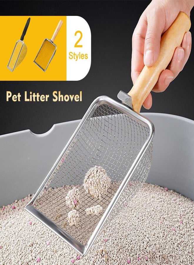 Saycker Cat Litter Scoop, Beach Mesh Shovel,Practical Beach Deep Shovel, Stainless Steel Mesh Scooper,Heavy Duty Litter Scooper, Kitten Poop Sifting Cleaning Scoop(Color:Wood Handle) - Image 4