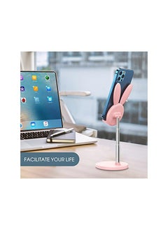 Oatsbasf Cute Phone Stand, Adjustable Bunny Phone Stand for Desk, Thick Case Friendly Phone Holder Stand, Compatible with iPhone, Kindle, iPad, Switch, Tablets, All Phones (Pink)  - Image 3
