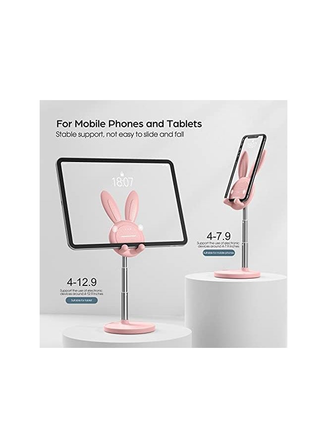 Oatsbasf Cute Phone Stand, Adjustable Bunny Phone Stand for Desk, Thick Case Friendly Phone Holder Stand, Compatible with iPhone, Kindle, iPad, Switch, Tablets, All Phones (Pink)  - Image 2