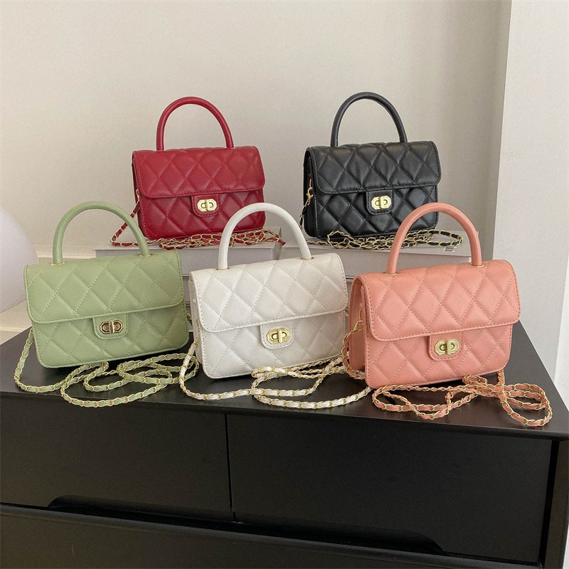 Lingge Chain Bag Women'S All-Match Fashionable Small Fresh Small Square Bag 2023 New Lock Shoulder Crossbody Handbag - Image 2