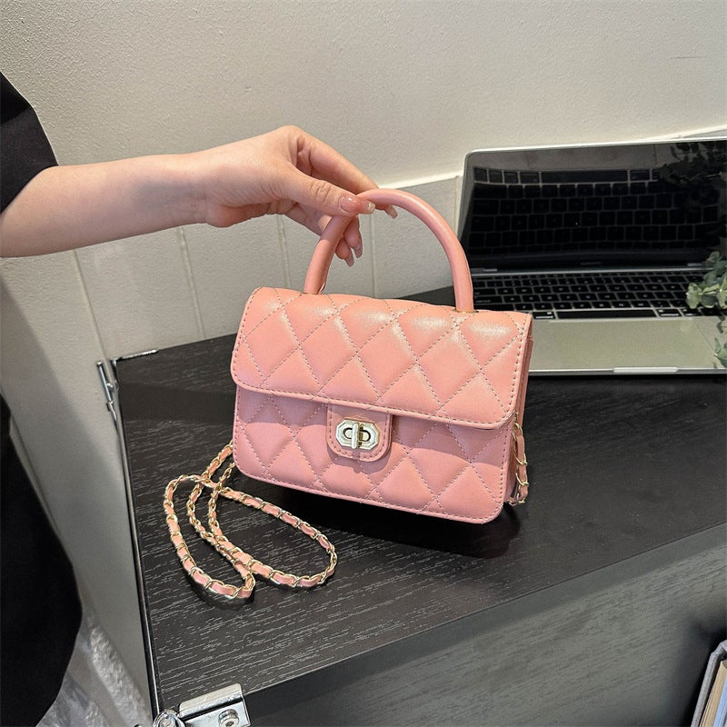 Lingge Chain Bag Women'S All-Match Fashionable Small Fresh Small Square Bag 2023 New Lock Shoulder Crossbody Handbag - Image 3