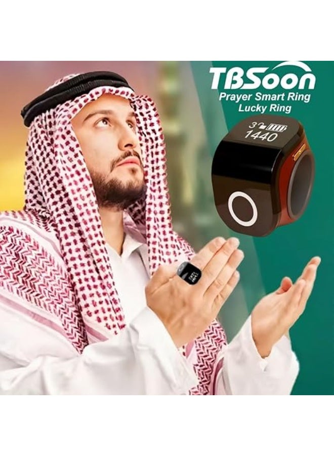تي بي سون خاتم تسبيح ذكي بشاشة OLED كبيرة وبطارية مع ميزة العد، قطع ارتداء يومية عصرية للتقديم للرجال والنساء - Image 3