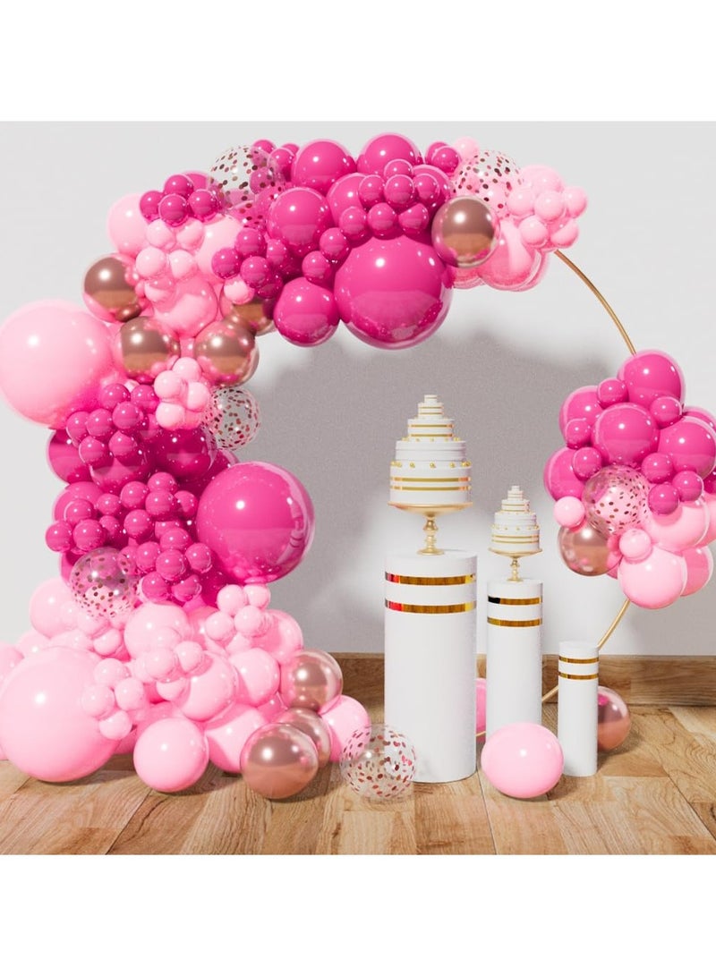 Pink Balloon Arch Garland Kit142 Pcs, Pink Balloon Garland Kit Metallic Rose Gold Confetti Balloons for Birthday Wedding valentines day Party Decorations - Image 1