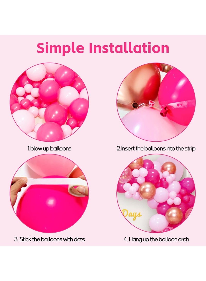 Pink Balloon Arch Garland Kit142 Pcs, Pink Balloon Garland Kit Metallic Rose Gold Confetti Balloons for Birthday Wedding valentines day Party Decorations - Image 4