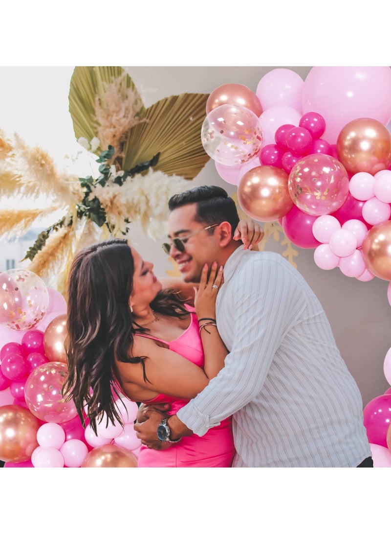 Pink Balloon Arch Garland Kit142 Pcs, Pink Balloon Garland Kit Metallic Rose Gold Confetti Balloons for Birthday Wedding valentines day Party Decorations - Image 5