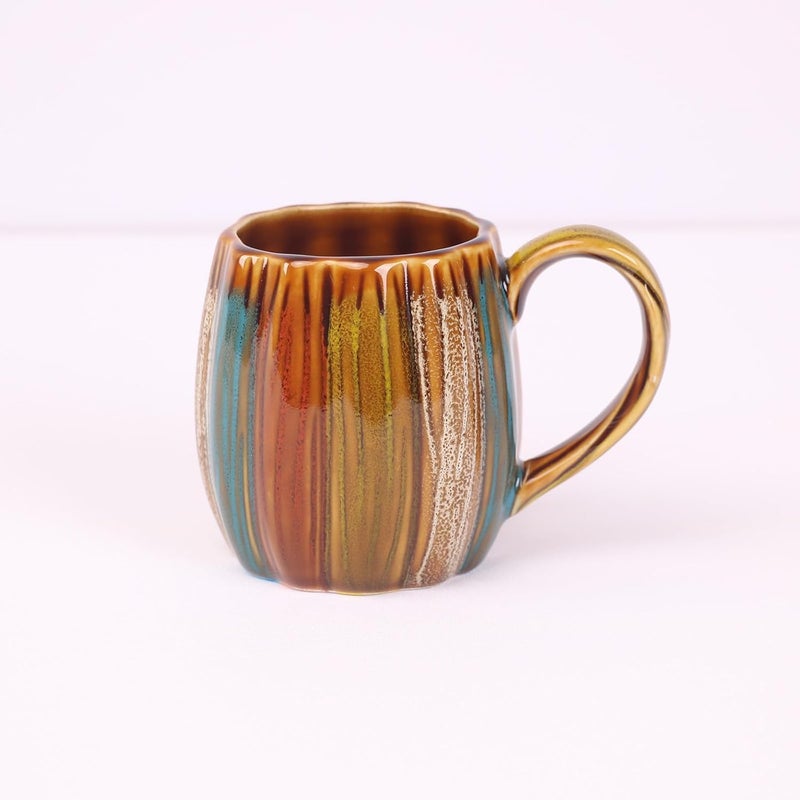 GuangYang 12 Pieces Fine Porcelain Brone Color Glazed Handdrawn Tea Cups and SaucersClassical Art Rainbow Pattern 7oz Tea Cup set for 6 - Image 5