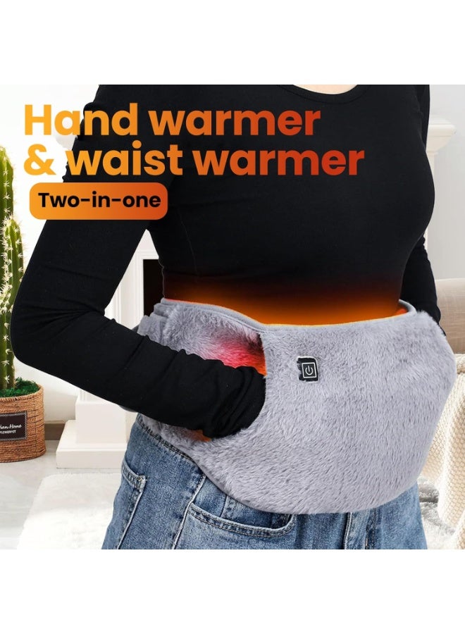 Kimaya 2 in 1 Electric Waist & Hand Warmer, Period Heat Pad, with 3 Heat Levels, Adjustable Straps, USB Heat Pad with Hand Pockets, for Period Back Belly Joints Pain, Perfect Gift for Women & Men (Adelaide Grey) - Image 1