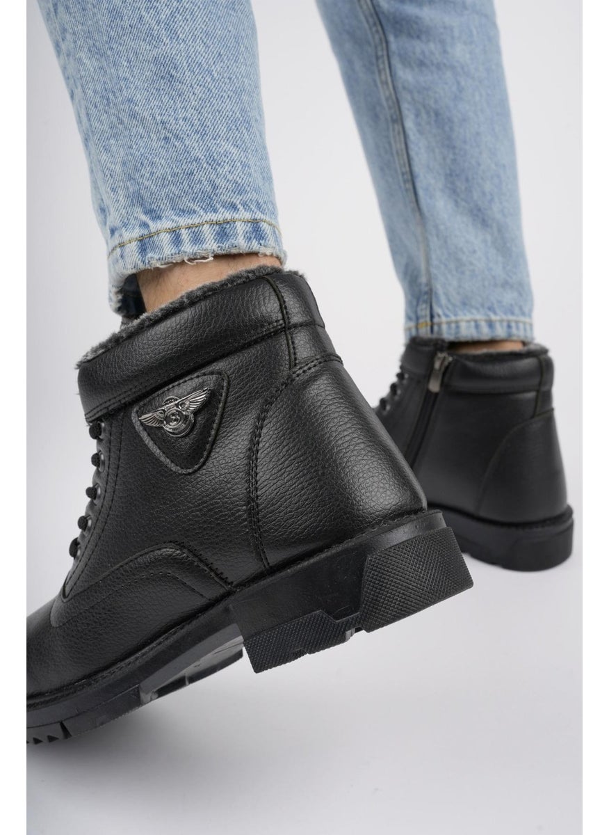 muggo Caprio Guaranteed Lace-up Zippered Men's Winter Boots with Fur Inside  - Image 2