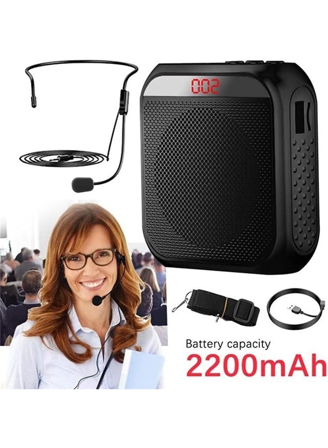 Portable Rechargeable Voice Amplifier with Wired Microphone Headset, Personal Microphone Speech Amplifier, Loudspeaker for Teachers, Tour Guides, Coaches Metting, Yoga and Fitness, Black - Image 2
