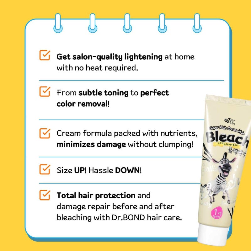 EZN Super Rich Cream Hair Bleach (4.8oz), Permanent Hair Color with Marula Seed Oil, High-Lifting Formula, Minimal Damage, Enriched with Jojoba Seed and Argan Kernel - Image 3