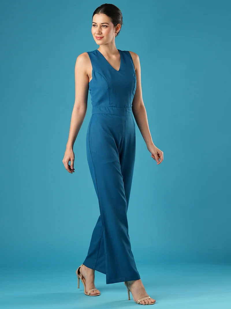 globus Women V-Neck Overalls Basic Jumpsuit