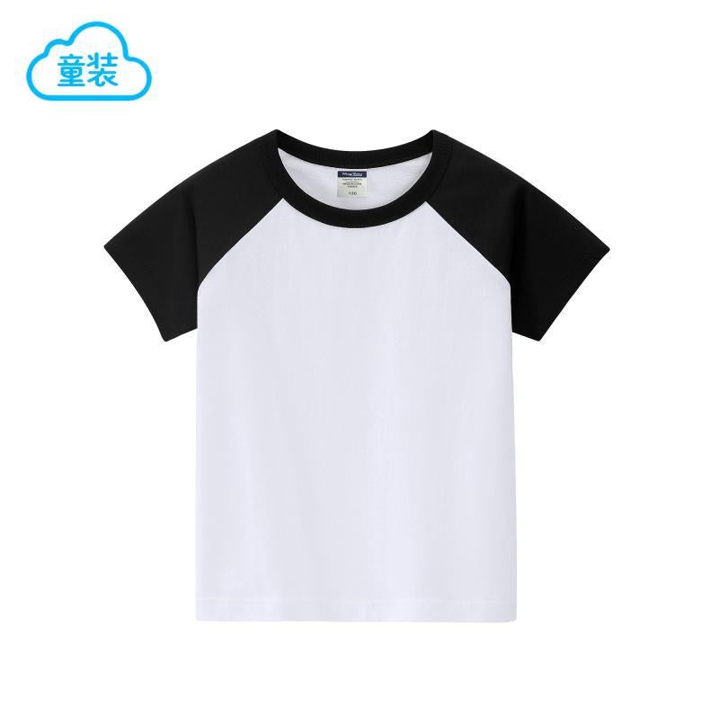 Manufacturer Kidsren'S T-Shirt 200G Pure Cotton Raglan Round Neck Short-Sleeved T-Shirt Student Printed Diy Activity Clothing - Image 1