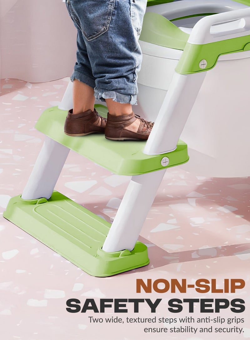 بيبي مقعد نونية للأطفال مع سلم، كرسي تدريب على المرحاض الغربي مع واقي من الرذاذ ومقعد مبطن | مقعد مرحاض للأطفال الصغار | مقعد نونية لعمر 1-8 سنوات للأولاد والبنات - Image 4